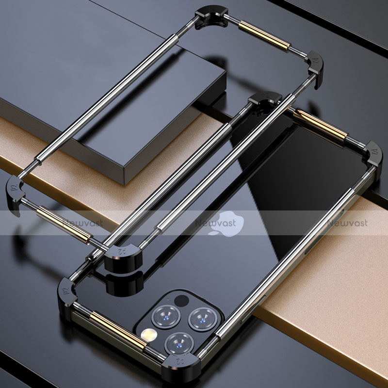 Luxury Aluminum Metal Frame Cover Case N03 for Apple iPhone 12 Pro Gold