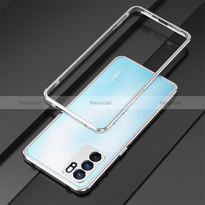 Luxury Aluminum Metal Frame Cover Case S01 for Oppo Reno6 5G Silver