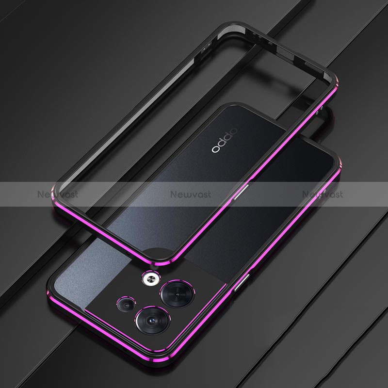 Luxury Aluminum Metal Frame Cover Case S01 for Oppo Reno8 5G Purple