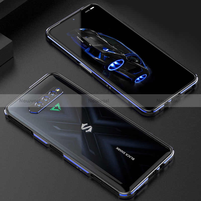 Luxury Aluminum Metal Frame Cover Case S01 for Xiaomi Black Shark 4S 5G Blue and Black