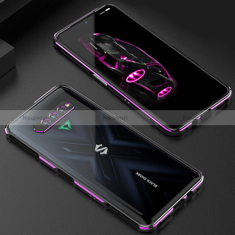 Luxury Aluminum Metal Frame Cover Case S01 for Xiaomi Black Shark 4S 5G Purple