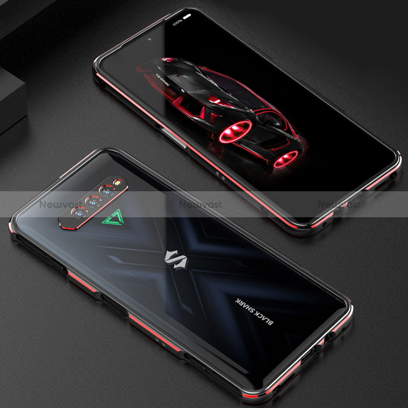 Luxury Aluminum Metal Frame Cover Case S01 for Xiaomi Black Shark 4S 5G Red and Black