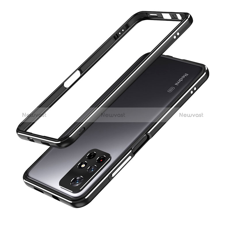 Luxury Aluminum Metal Frame Cover Case S01 for Xiaomi Poco M4 Pro 5G Black