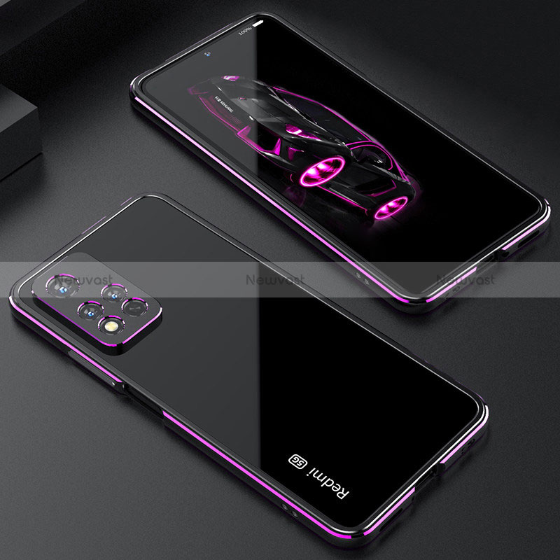 Luxury Aluminum Metal Frame Cover Case S01 for Xiaomi Poco X4 NFC Purple