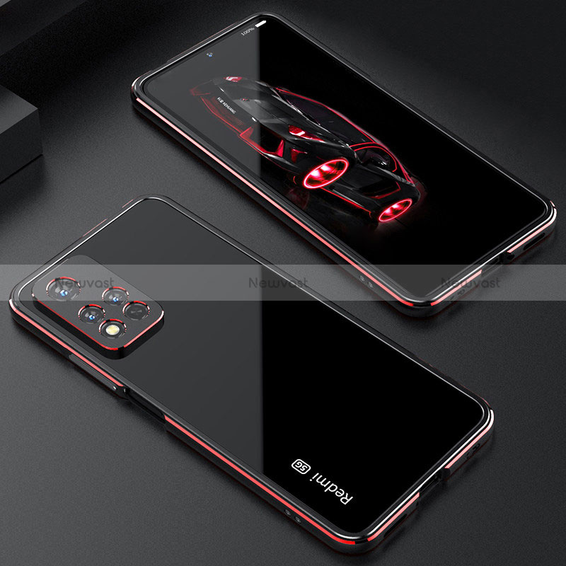 Luxury Aluminum Metal Frame Cover Case S01 for Xiaomi Poco X4 NFC Red and Black