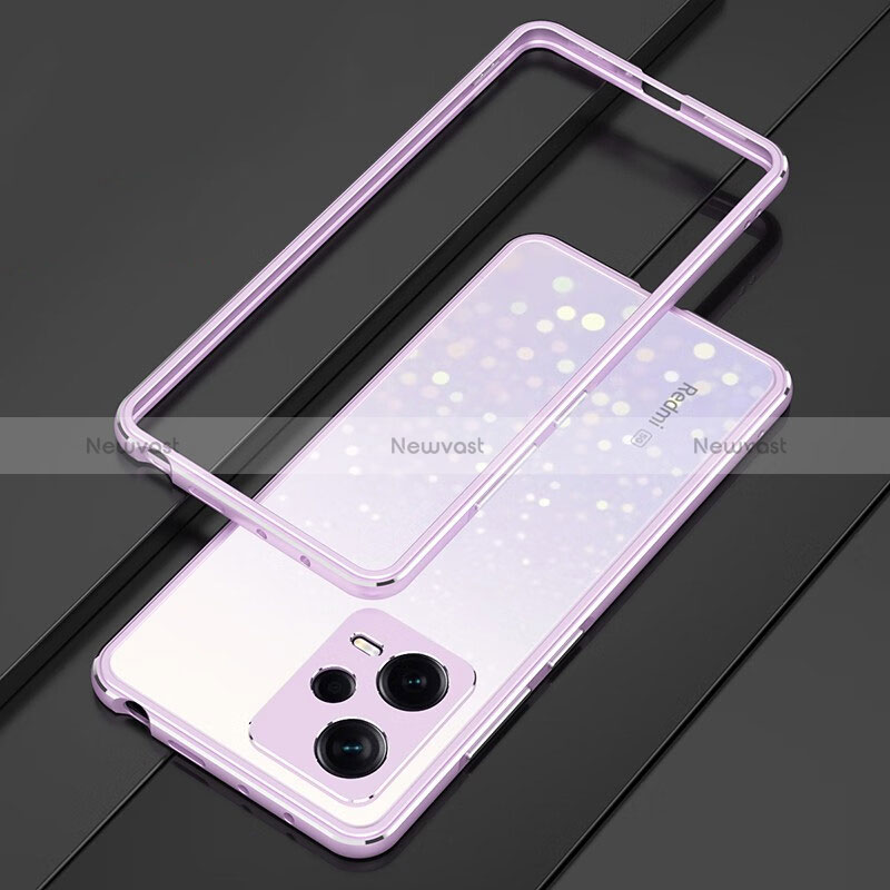 Luxury Aluminum Metal Frame Cover Case S01 for Xiaomi Redmi Note 12 Pro+ Plus 5G Clove Purple
