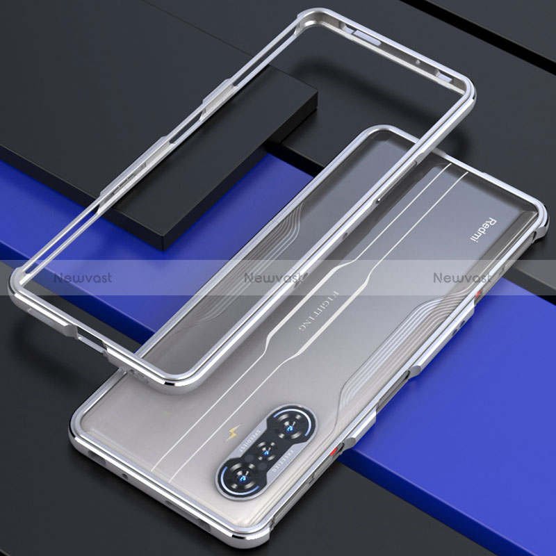 Luxury Aluminum Metal Frame Cover Case S02 for Xiaomi Redmi K40 Gaming 5G Silver