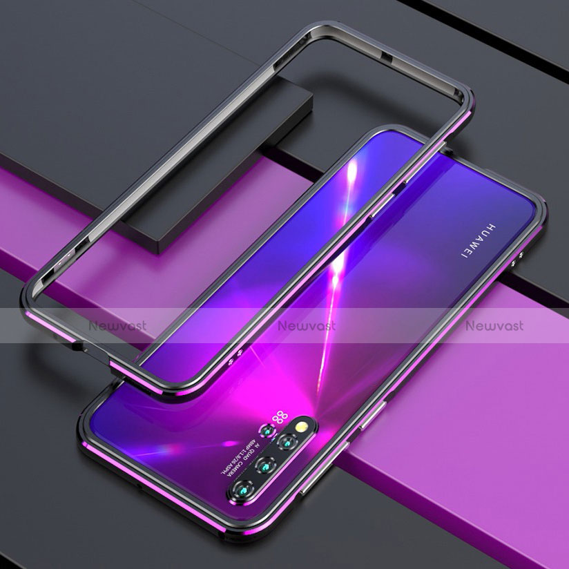 Luxury Aluminum Metal Frame Cover Case T01 for Huawei Nova 5 Pro Purple