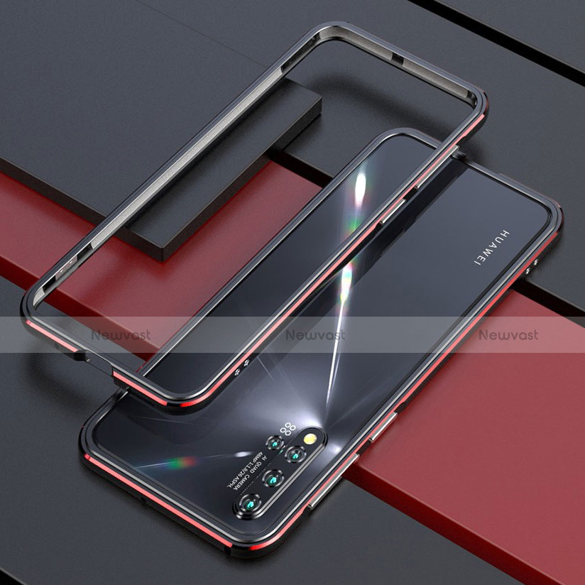 Luxury Aluminum Metal Frame Cover Case T01 for Huawei Nova 5 Pro Red and Black