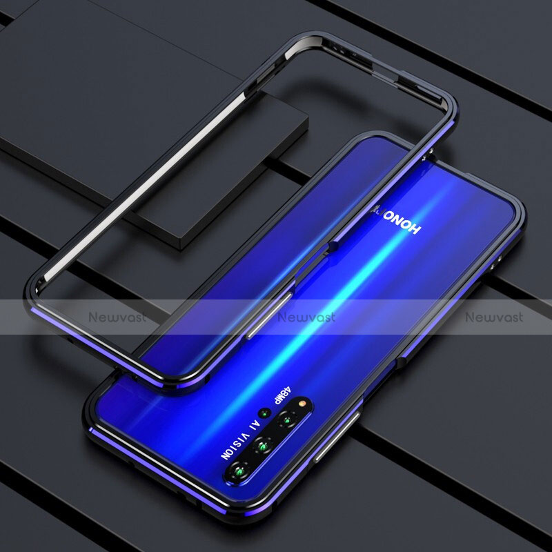 Luxury Aluminum Metal Frame Cover Case T01 for Huawei Nova 5T Blue and Black