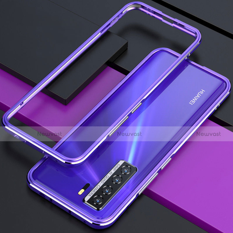 Luxury Aluminum Metal Frame Cover Case T01 for Huawei Nova 7 SE 5G Purple