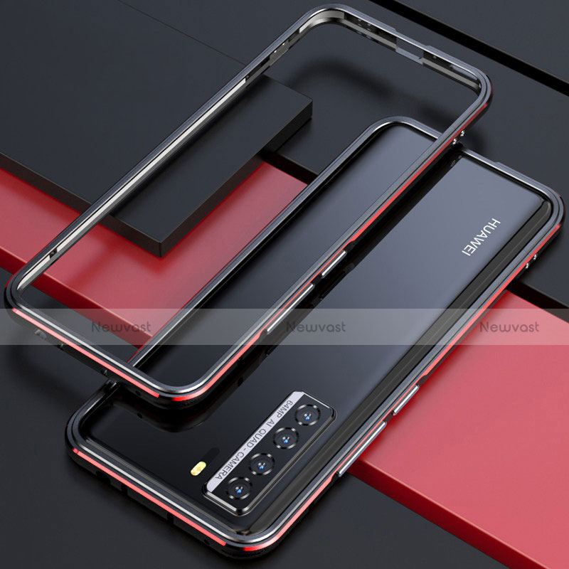 Luxury Aluminum Metal Frame Cover Case T01 for Huawei Nova 7 SE 5G Red and Black