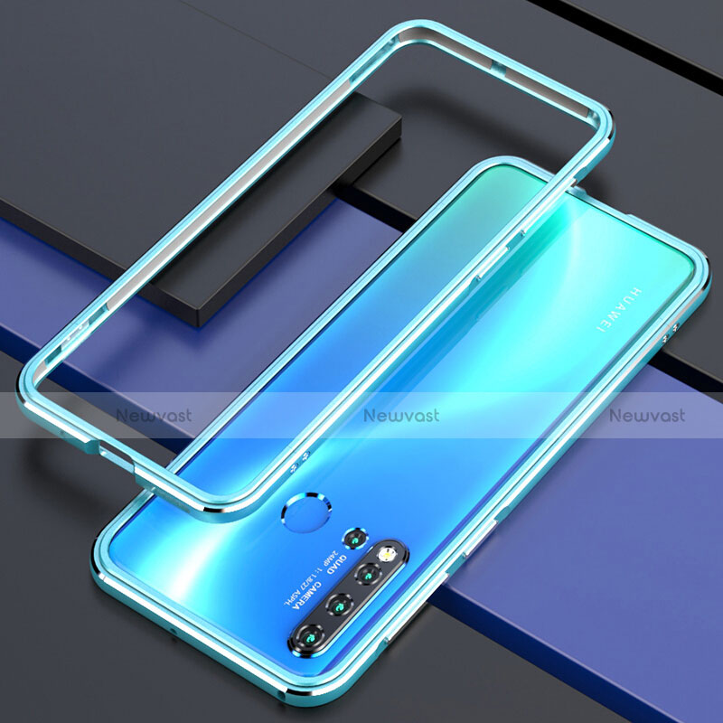 Luxury Aluminum Metal Frame Cover Case T01 for Huawei P20 Lite (2019) Cyan