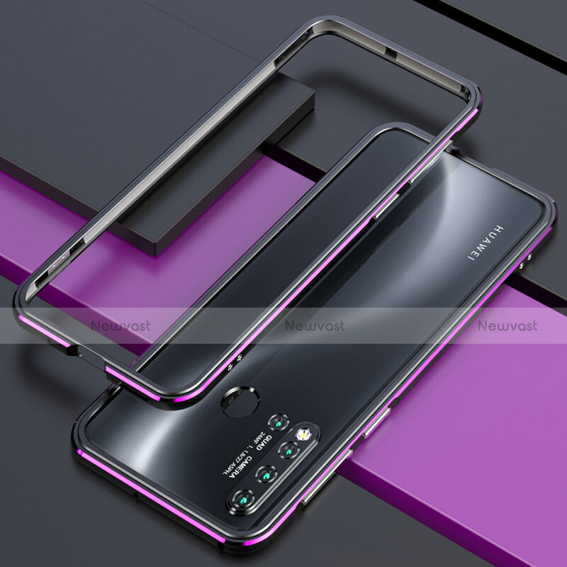 Luxury Aluminum Metal Frame Cover Case T01 for Huawei P20 Lite (2019) Purple