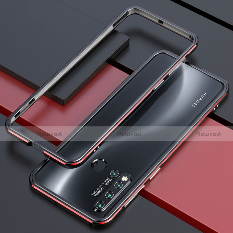 Luxury Aluminum Metal Frame Cover Case T01 for Huawei P20 Lite (2019) Red and Black