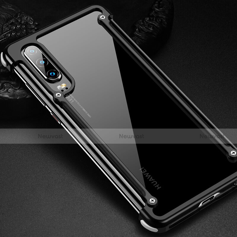 Luxury Aluminum Metal Frame Cover Case T01 for Huawei P30 Black