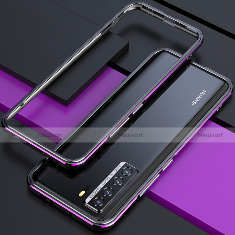 Luxury Aluminum Metal Frame Cover Case T01 for Huawei P40 Lite 5G Purple and Blue