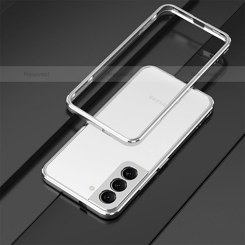 Luxury Aluminum Metal Frame Cover Case T01 for Samsung Galaxy S21 5G Silver