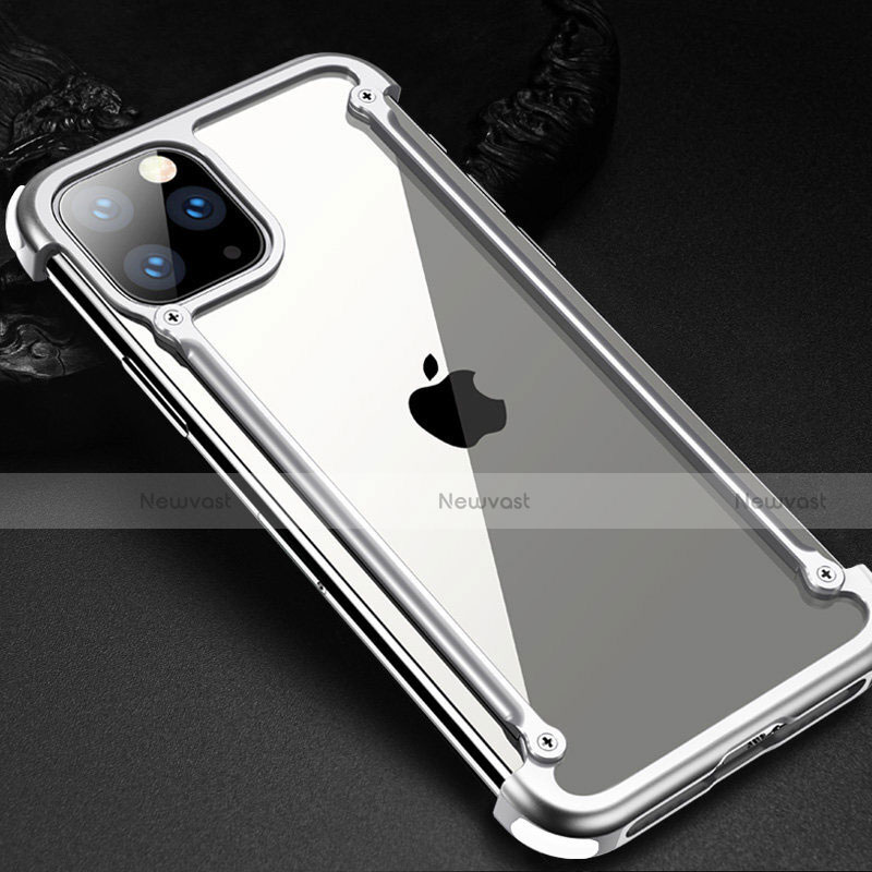 Luxury Aluminum Metal Frame Cover Case T02 for Apple iPhone 11 Pro Max Silver