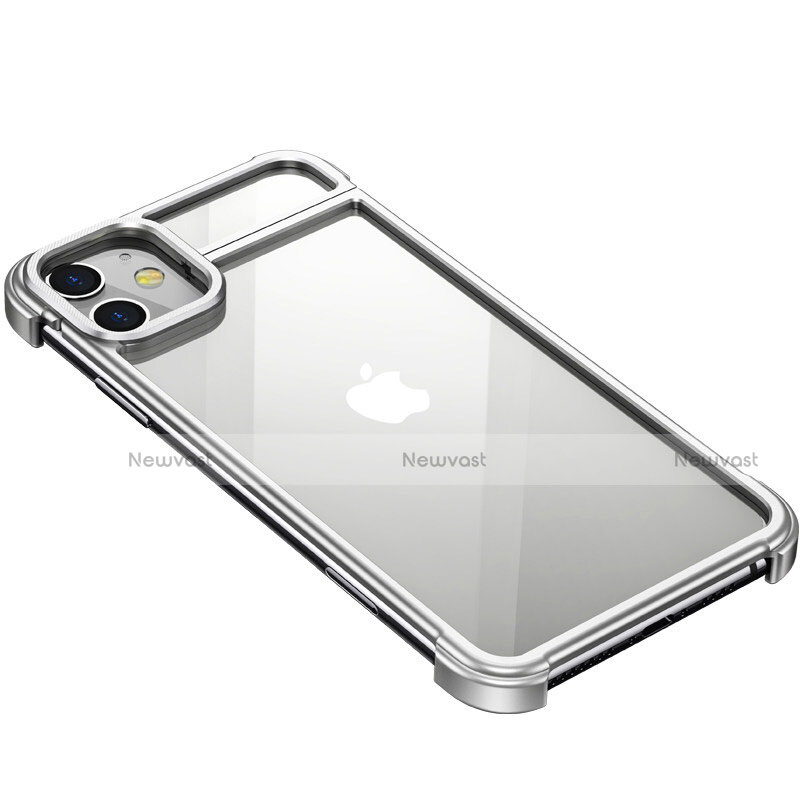 Luxury Aluminum Metal Frame Cover Case T02 for Apple iPhone 11 Silver