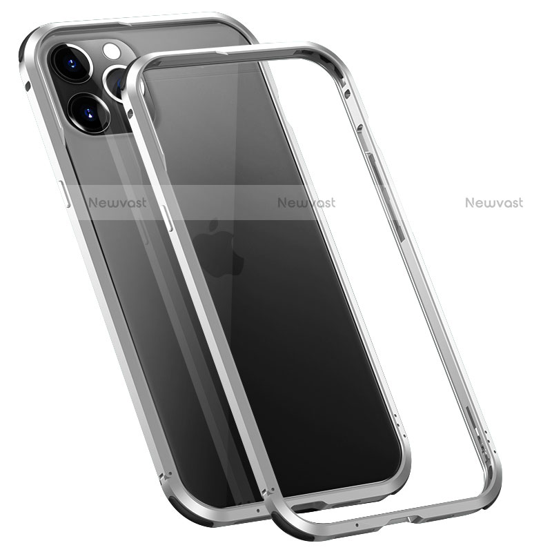 Luxury Aluminum Metal Frame Cover Case T02 for Apple iPhone 12 Pro Silver