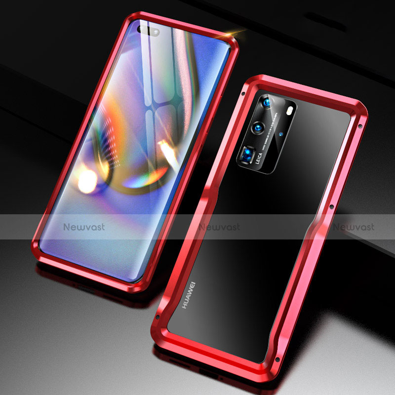 Luxury Aluminum Metal Frame Cover Case T02 for Huawei P40 Pro Red