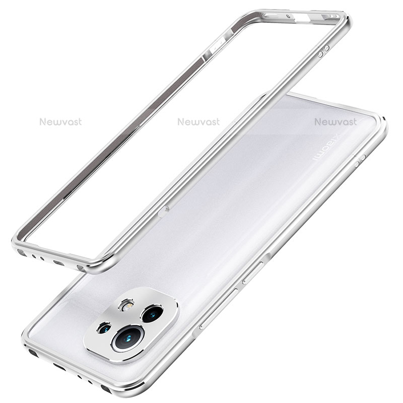 Luxury Aluminum Metal Frame Cover Case T02 for Xiaomi Mi 11 Lite 4G Silver