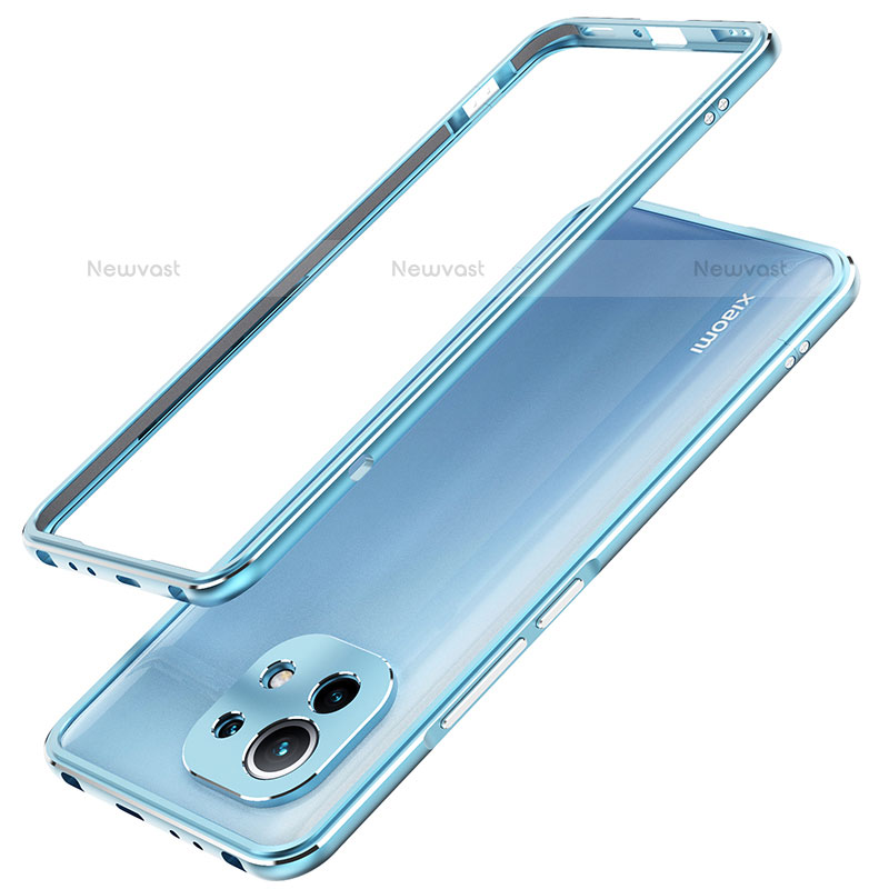 Luxury Aluminum Metal Frame Cover Case T02 for Xiaomi Mi 11 Lite 5G NE Blue