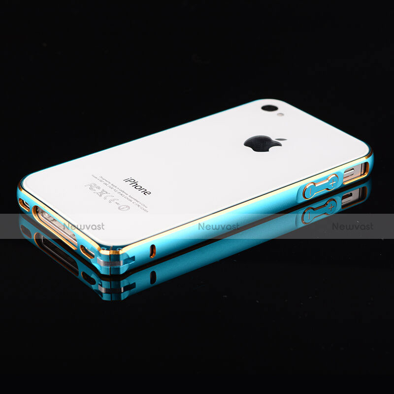 Luxury Aluminum Metal Frame Cover for Apple iPhone 4S Sky Blue