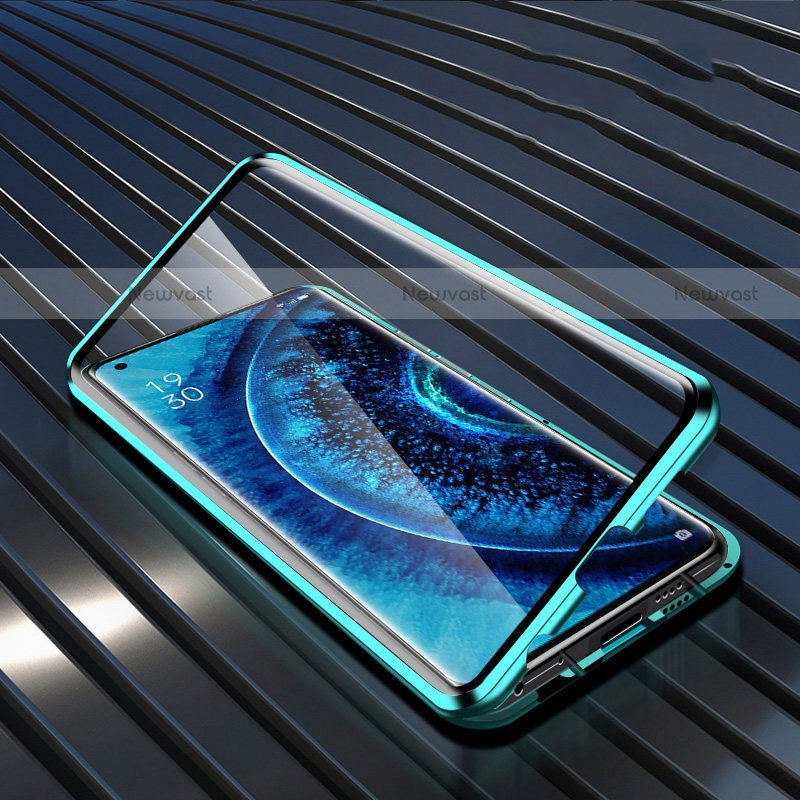 Luxury Aluminum Metal Frame Mirror Cover Case 360 Degrees A01 for Oppo Find X2 Pro Green