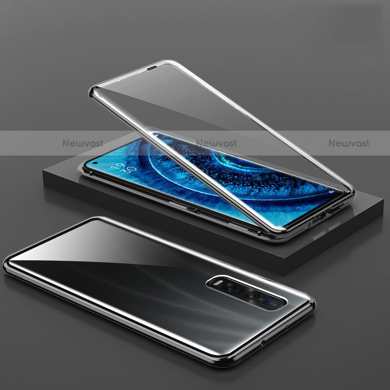 Luxury Aluminum Metal Frame Mirror Cover Case 360 Degrees A02 for Oppo Find X2 Pro