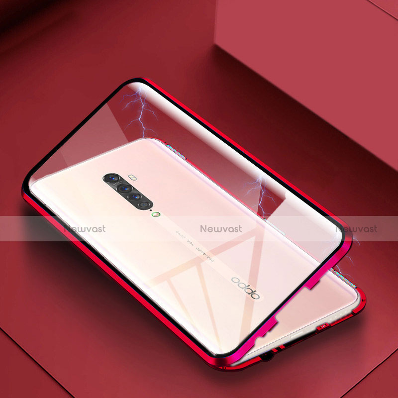 Luxury Aluminum Metal Frame Mirror Cover Case 360 Degrees C01 for Oppo Reno2 Red