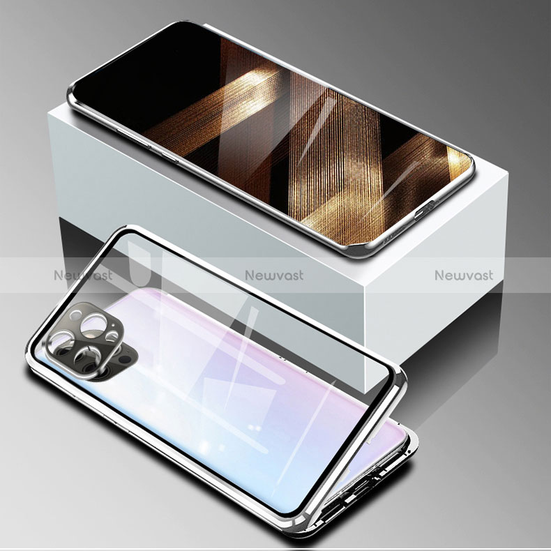 Luxury Aluminum Metal Frame Mirror Cover Case 360 Degrees for Apple iPhone 14 Pro