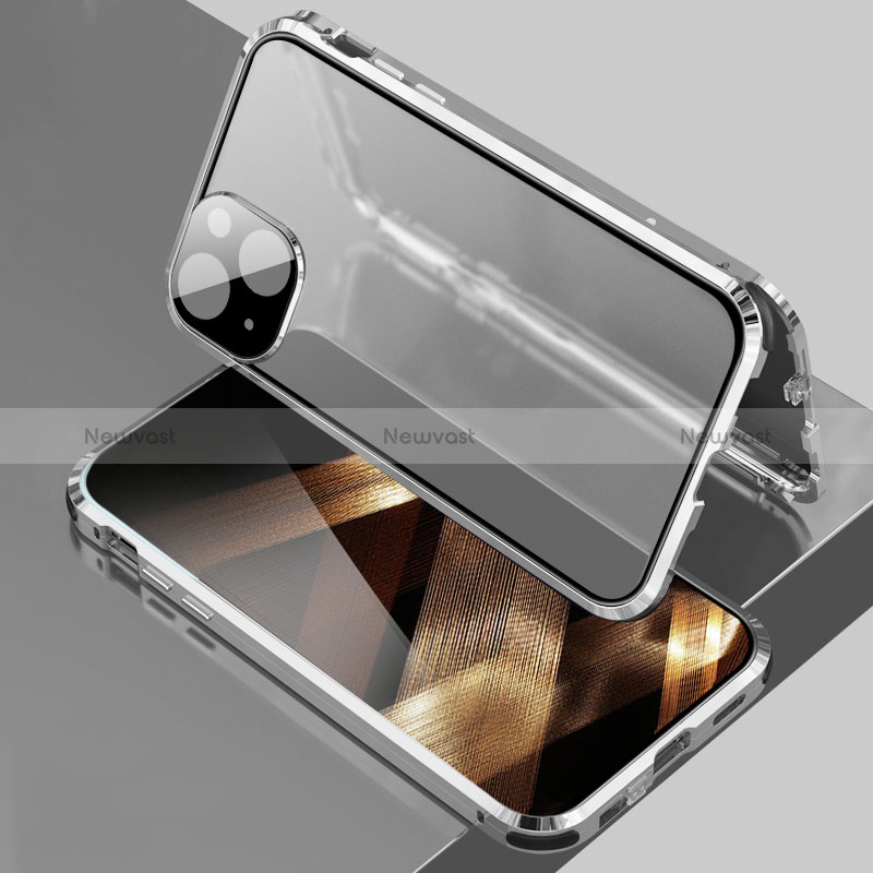 Luxury Aluminum Metal Frame Mirror Cover Case 360 Degrees for Apple iPhone 15