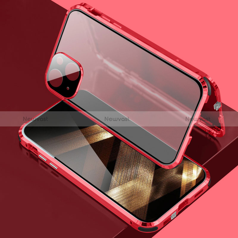 Luxury Aluminum Metal Frame Mirror Cover Case 360 Degrees for Apple iPhone 15