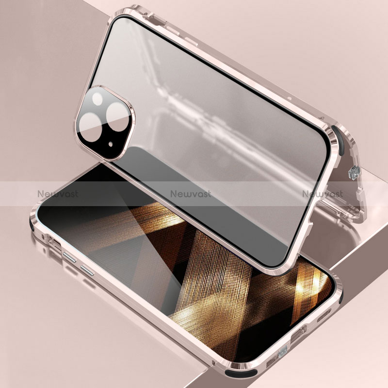 Luxury Aluminum Metal Frame Mirror Cover Case 360 Degrees for Apple iPhone 15