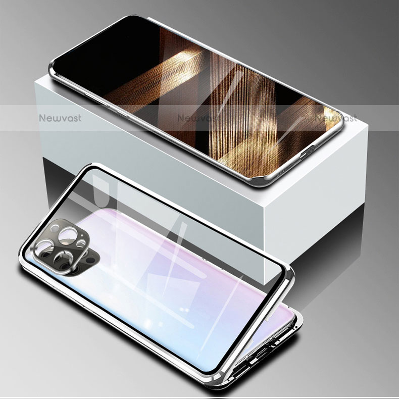 Luxury Aluminum Metal Frame Mirror Cover Case 360 Degrees for Apple iPhone 15 Pro Max