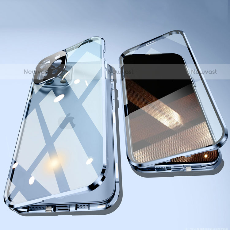 Luxury Aluminum Metal Frame Mirror Cover Case 360 Degrees for Apple iPhone 15 Pro Max