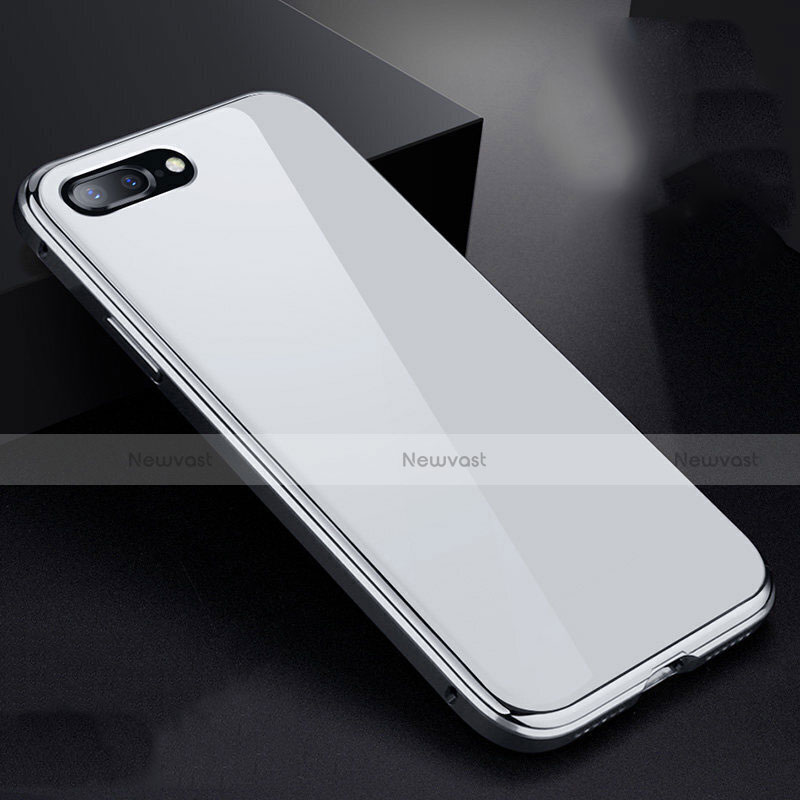 Luxury Aluminum Metal Frame Mirror Cover Case 360 Degrees for Apple iPhone 7 Plus White
