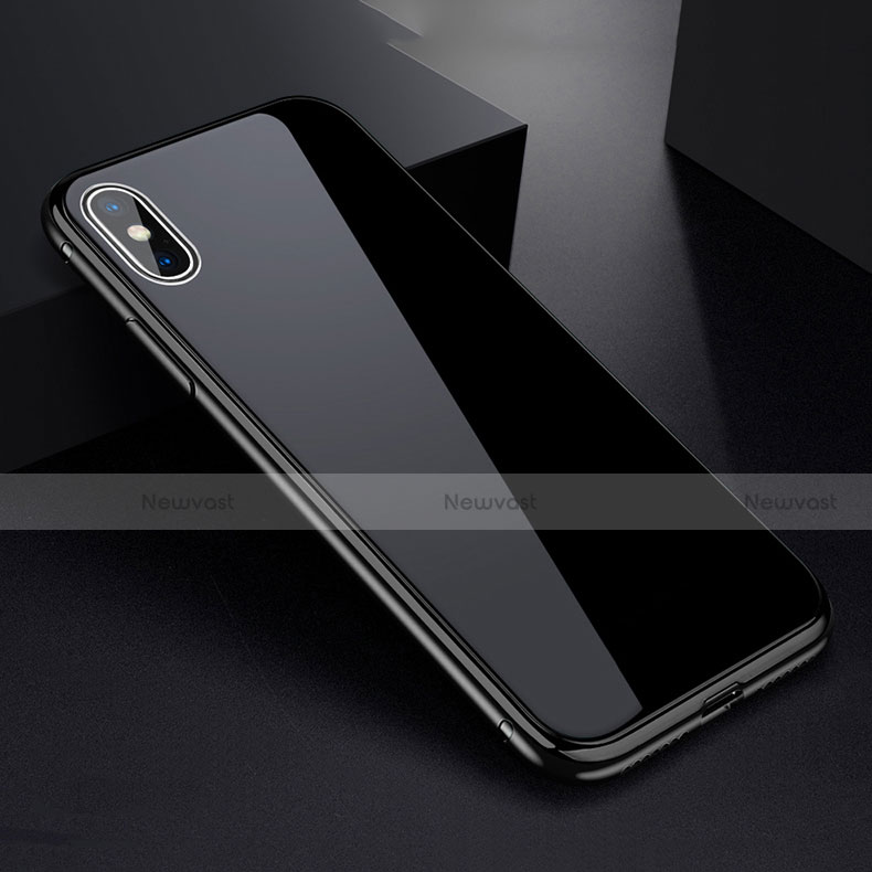 Luxury Aluminum Metal Frame Mirror Cover Case 360 Degrees for Apple iPhone X Black