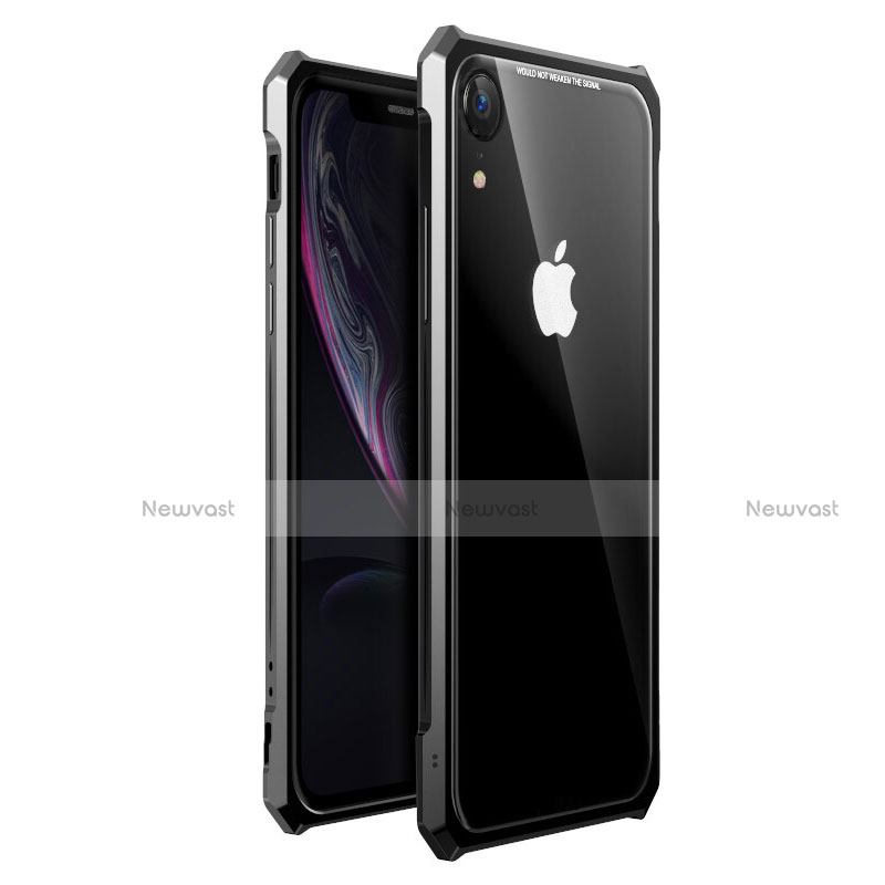 Luxury Aluminum Metal Frame Mirror Cover Case 360 Degrees for Apple iPhone XR Black