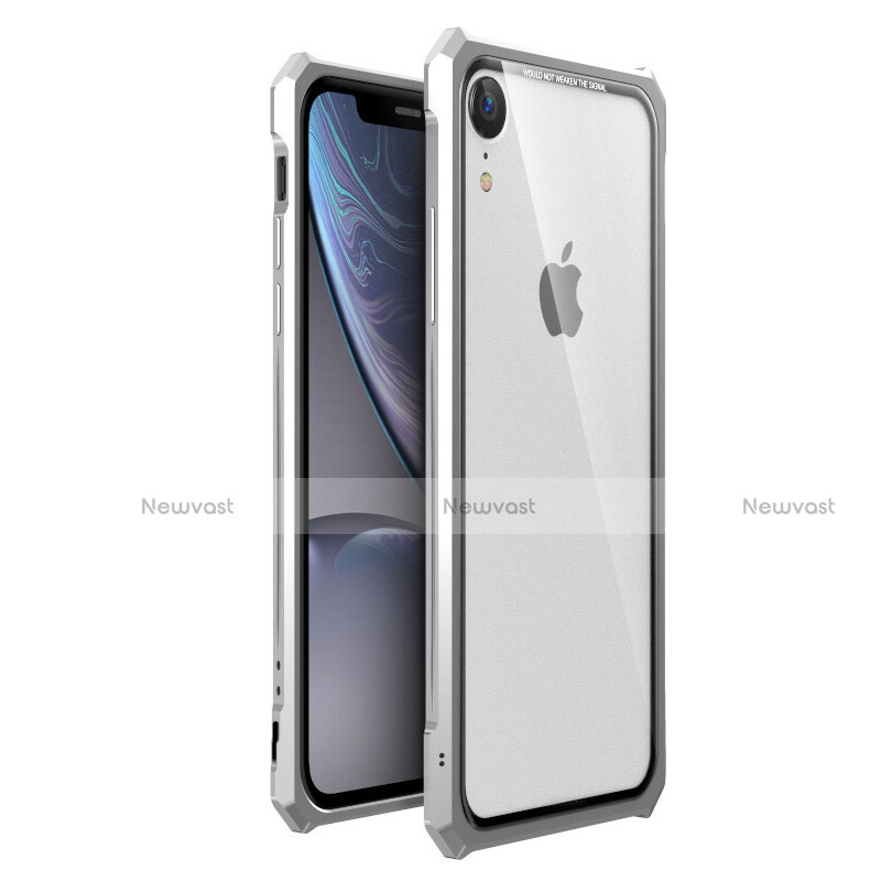 Luxury Aluminum Metal Frame Mirror Cover Case 360 Degrees for Apple iPhone XR Silver