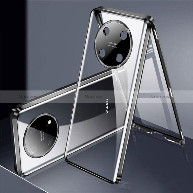 Luxury Aluminum Metal Frame Mirror Cover Case 360 Degrees for Huawei Enjoy 50 Pro Black