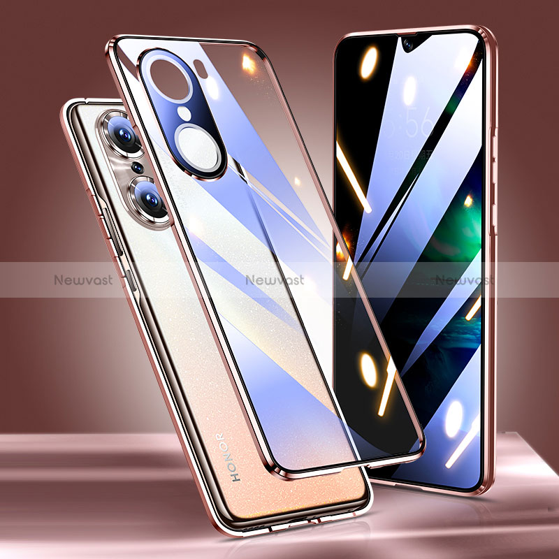 Luxury Aluminum Metal Frame Mirror Cover Case 360 Degrees for Huawei Honor 60 Pro 5G Gold