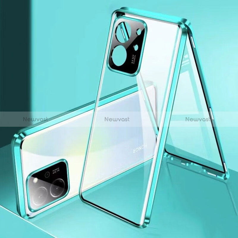 Luxury Aluminum Metal Frame Mirror Cover Case 360 Degrees for Huawei Honor 80 SE 5G Green