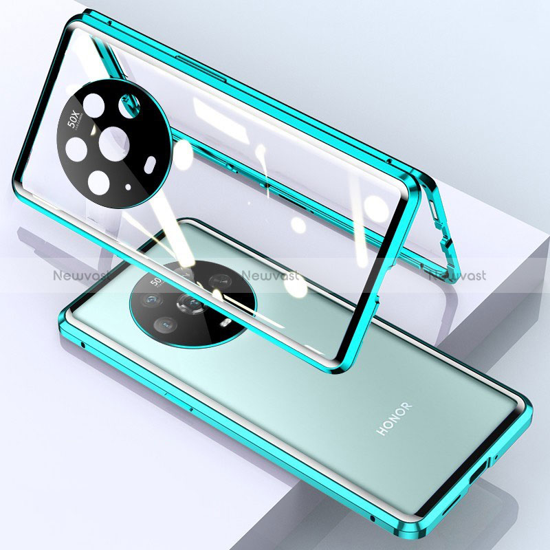 Luxury Aluminum Metal Frame Mirror Cover Case 360 Degrees for Huawei Honor Magic4 5G Green