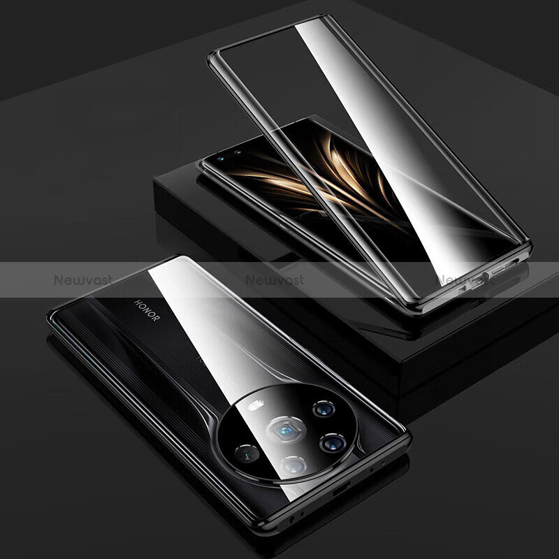 Luxury Aluminum Metal Frame Mirror Cover Case 360 Degrees for Huawei Honor Magic4 Ultimate 5G Black