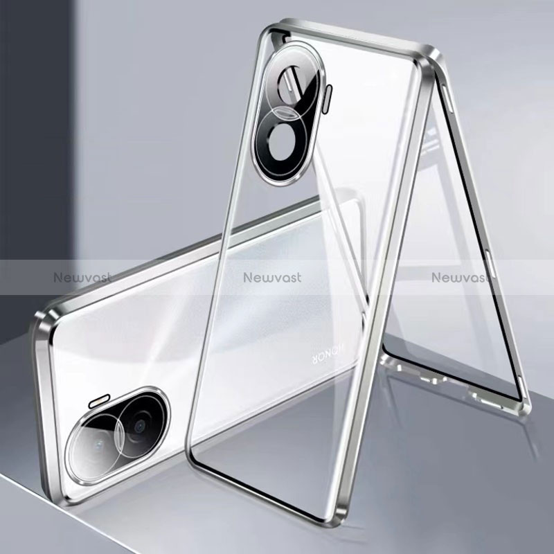 Luxury Aluminum Metal Frame Mirror Cover Case 360 Degrees for Huawei Honor X40i 5G