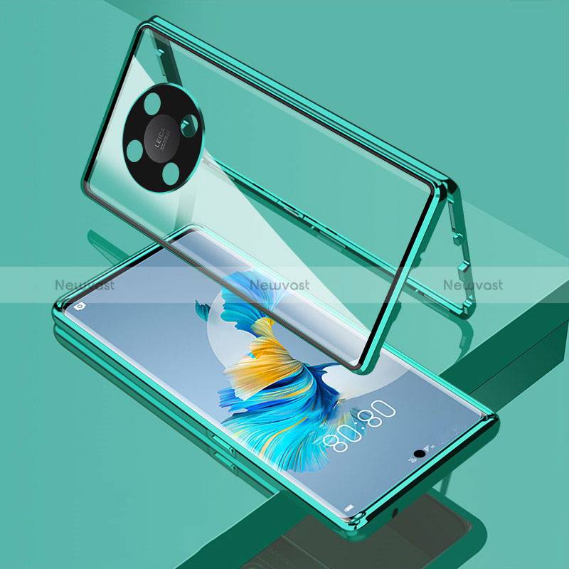 Luxury Aluminum Metal Frame Mirror Cover Case 360 Degrees for Huawei Honor X9 5G Green