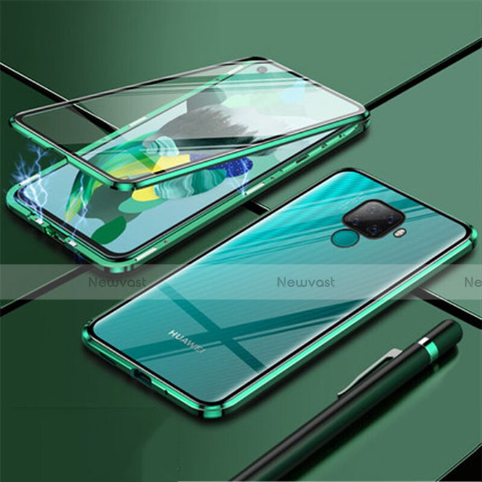 Luxury Aluminum Metal Frame Mirror Cover Case 360 Degrees for Huawei Mate 30 Lite Green